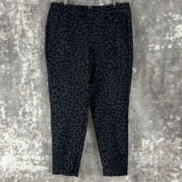 Lane Bryant Sz 14 Gray Leopard Animal Print Slim Ankle Crop Pull On Stretch Pant - Picture 1 of 10